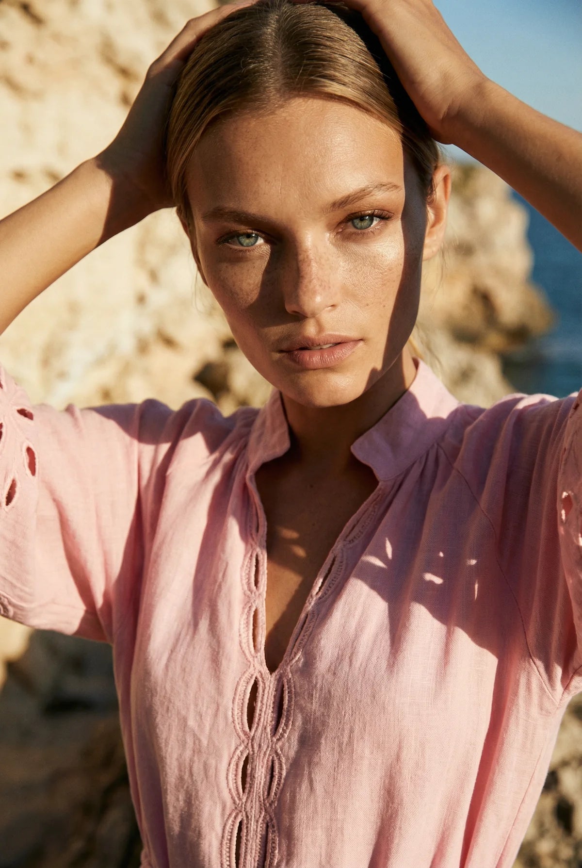 CORDELIA LINEN MIDI DRESS in Pink by Lola Australia