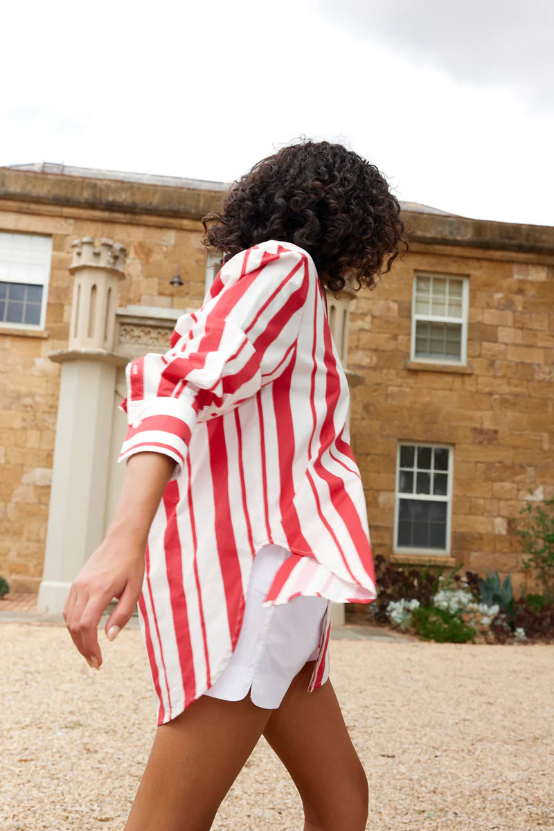 BUDDY SHIRT in Ruby Antique Stripe from Aston Studio