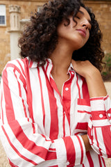 BUDDY SHIRT in Ruby Antique Stripe from Aston Studio