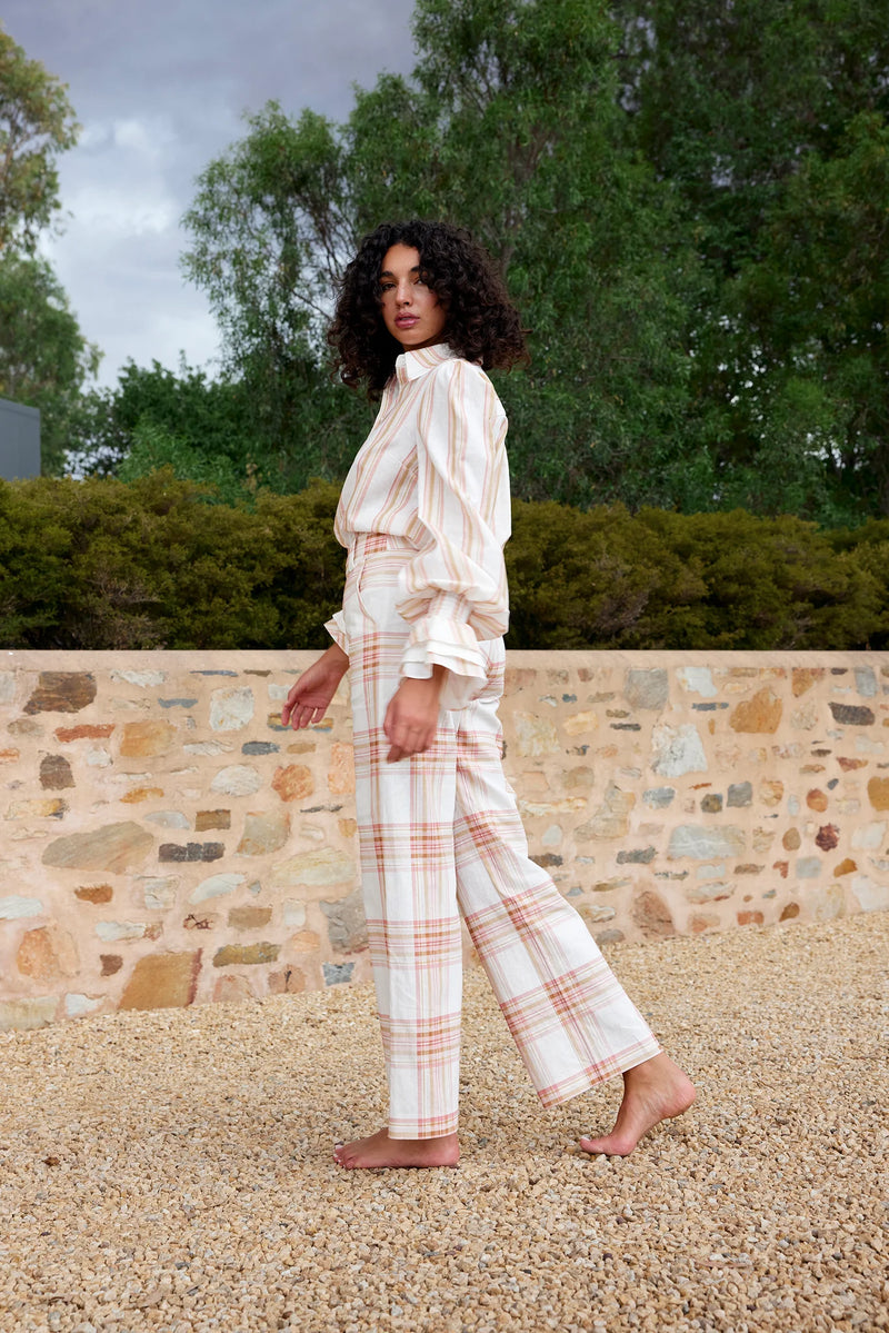 HARPER PANT in Peony + Antique Plaid from Aston Studio