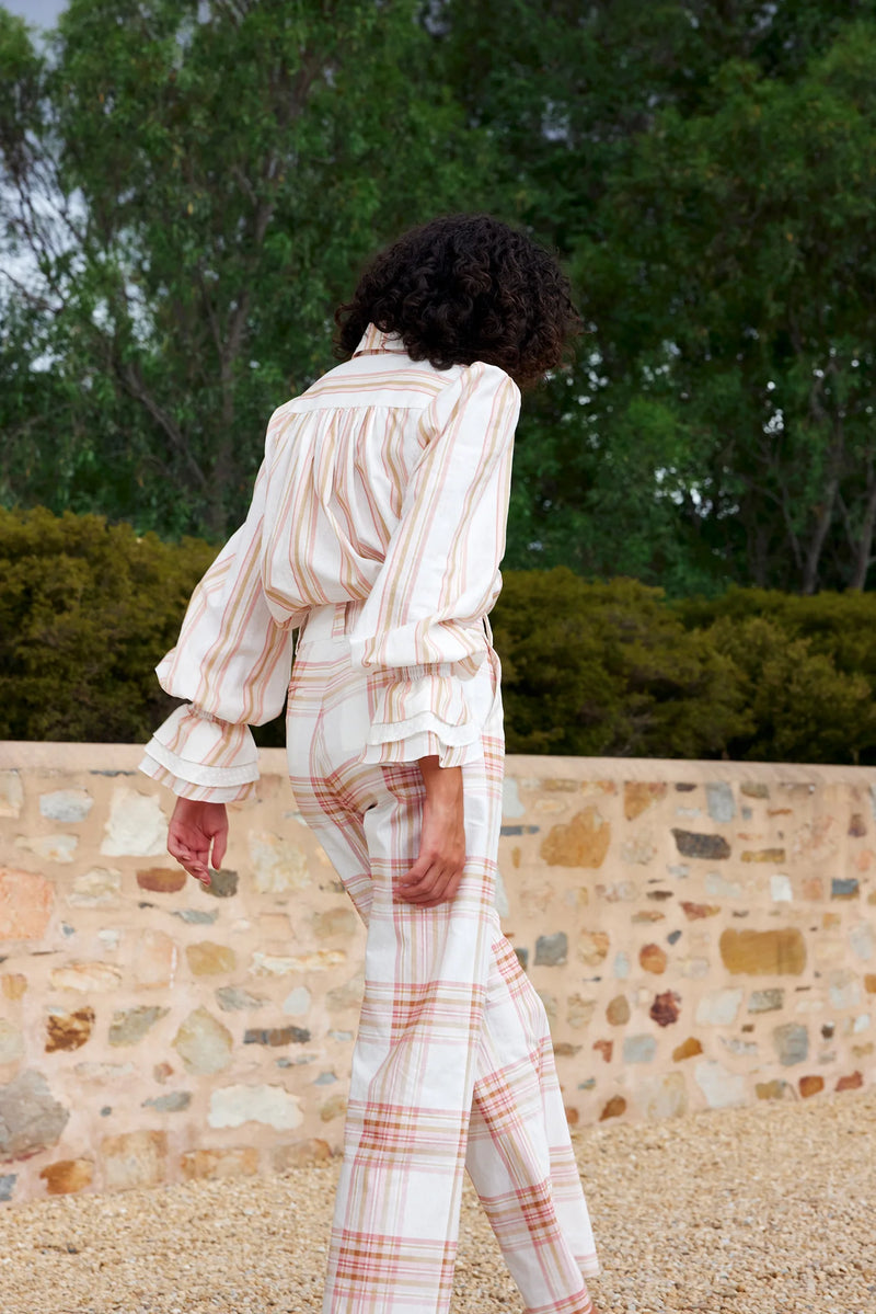HARPER PANT in Peony + Antique Plaid from Aston Studio