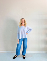 ASTRID CASHMERE KNIT TOP in Heathered Sky by Absolut Cashmere