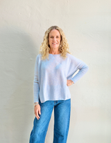 ASTRID CASHMERE KNIT TOP in Heathered Sky by Absolut Cashmere