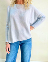 ASTRID CASHMERE KNIT TOP in Heathered Sky by Absolut Cashmere