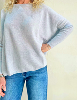 ASTRID CASHMERE KNIT TOP in Heathered Sky by Absolut Cashmere