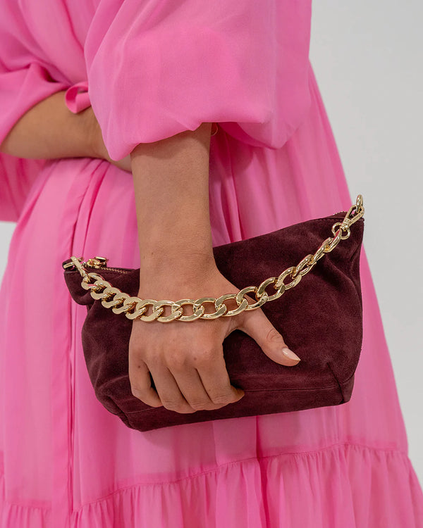 AGNES BAG in Burgundy Suede by ARLINGTON MILNE