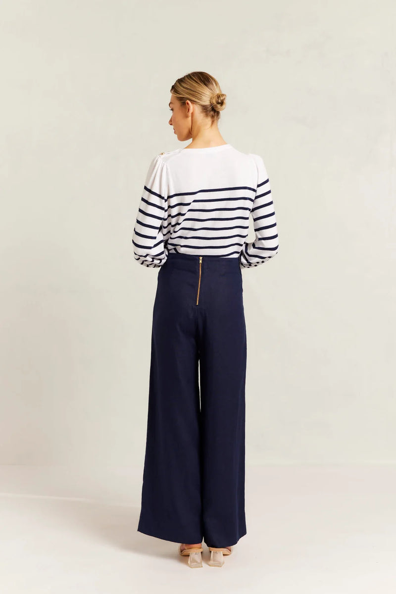 Alessandra ATLAS LINEN PANT in NAVY