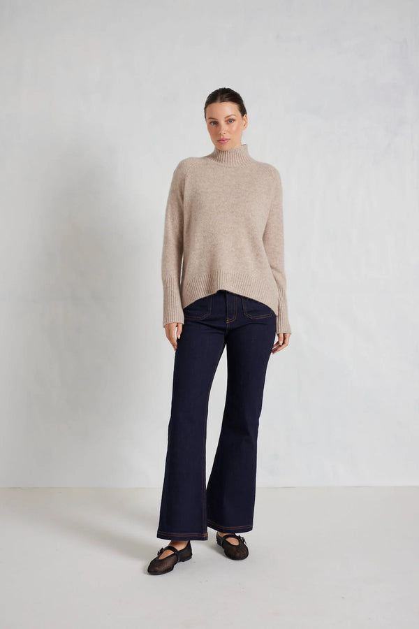 Alessandra Fifi Polo Sweater in lightweight beige available at Darling and Domain