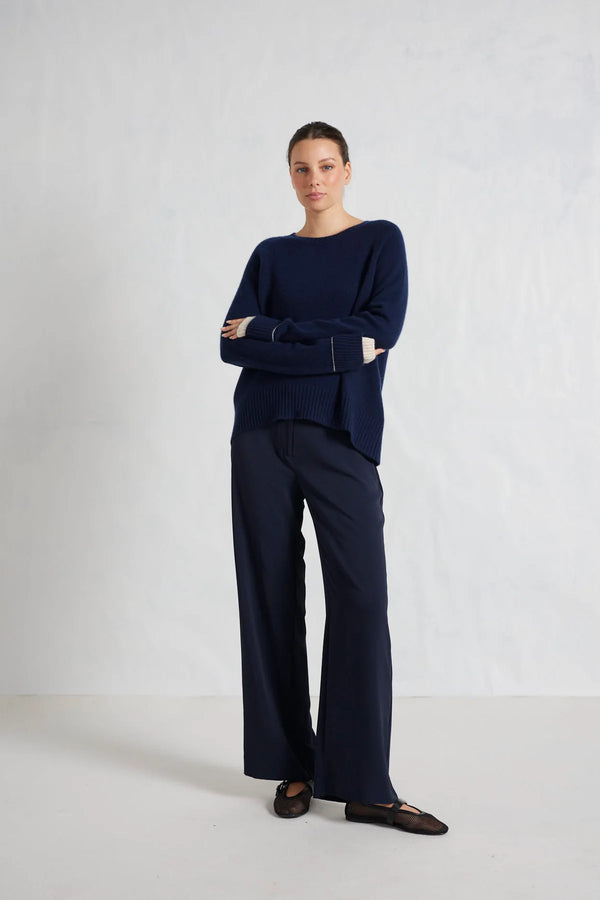 Alessandra Katerina Cashmere Sweater in Navy Midnight available at Darling and Domain