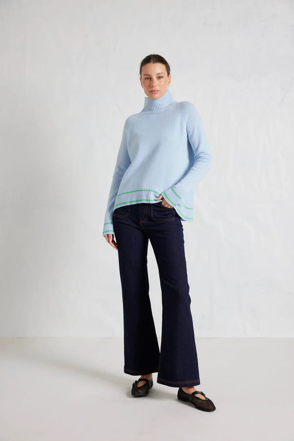Alessandra Fifi Polo merino cashmere sweater in ice blue available from darling and domain