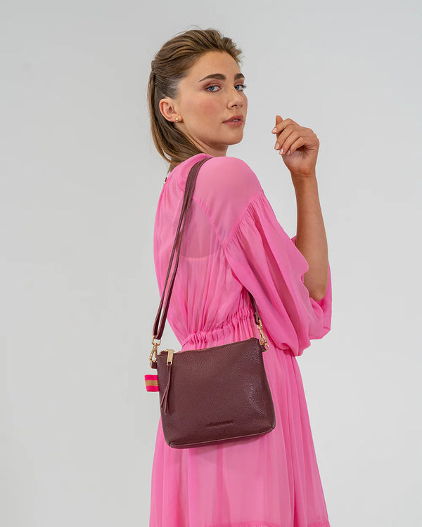 ALEXIS CROSSBODY BAG in Burgundy Pebble by ARLINGTON MILNE