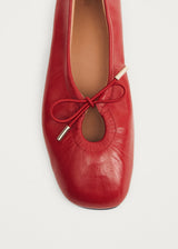 ROSALIND RED LEATHER BALLET FLAT - Darling & Domain