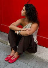 ROSALIND RED LEATHER BALLET FLAT - Darling & Domain