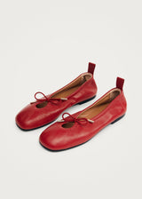 ROSALIND RED LEATHER BALLET FLAT - Darling & Domain