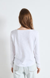SON02BG LONG SLEEVE V NECK TEE in White by American Vintage