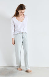 SON02BG LONG SLEEVE V NECK TEE in White by American Vintage