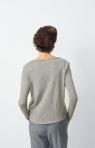 SON02BG LONG SLEEVE V NECK TEE | Heather Grey - Darling & Domain