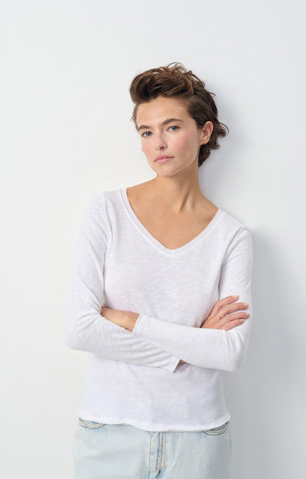 SONOMA LS V NECK TEE | White