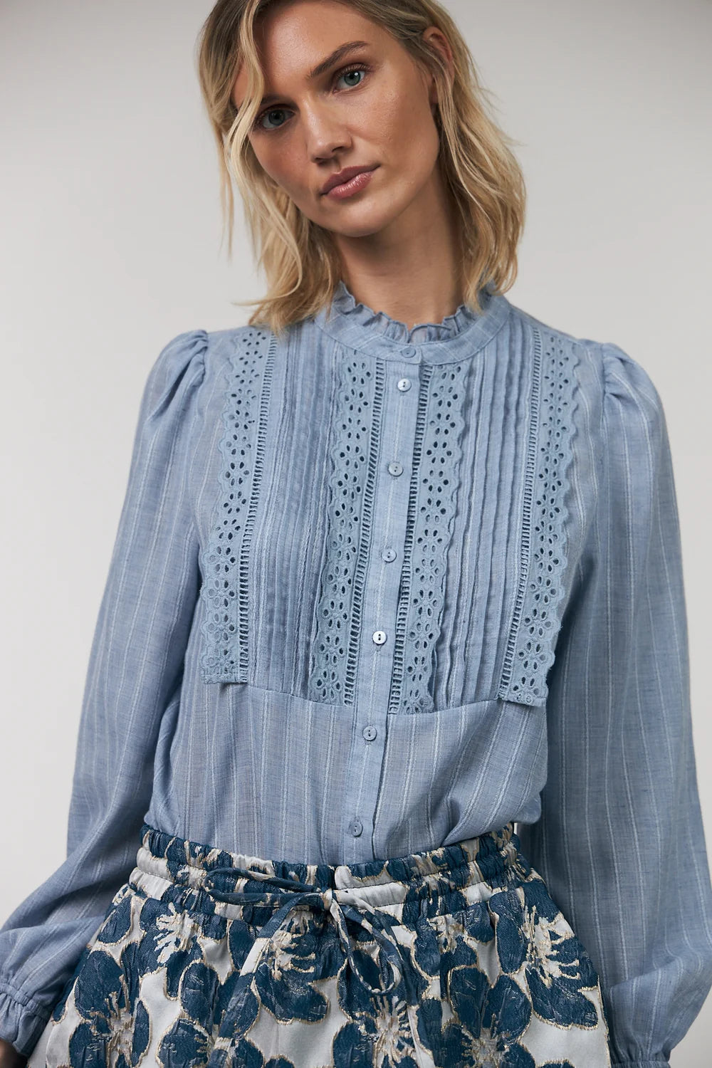 ARIEL LONG SLEEVE SHIRT in Light Blue by Lollys Laundry
