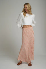 ASHBOURNE SKIRT in Hampstead Floral Ivory + Tangerine, by Lilya