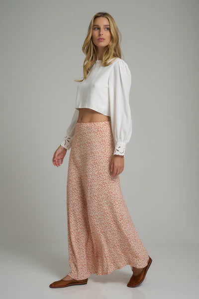 ASHBOURNE SKIRT in Hampstead Floral Ivory + Tangerine, by Lilya