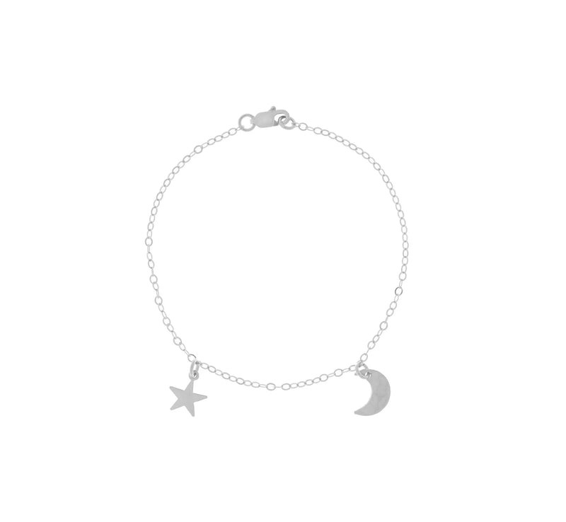 ASHER MINI MOON + STAR BRACELET in Sterling Silver by Misuzi