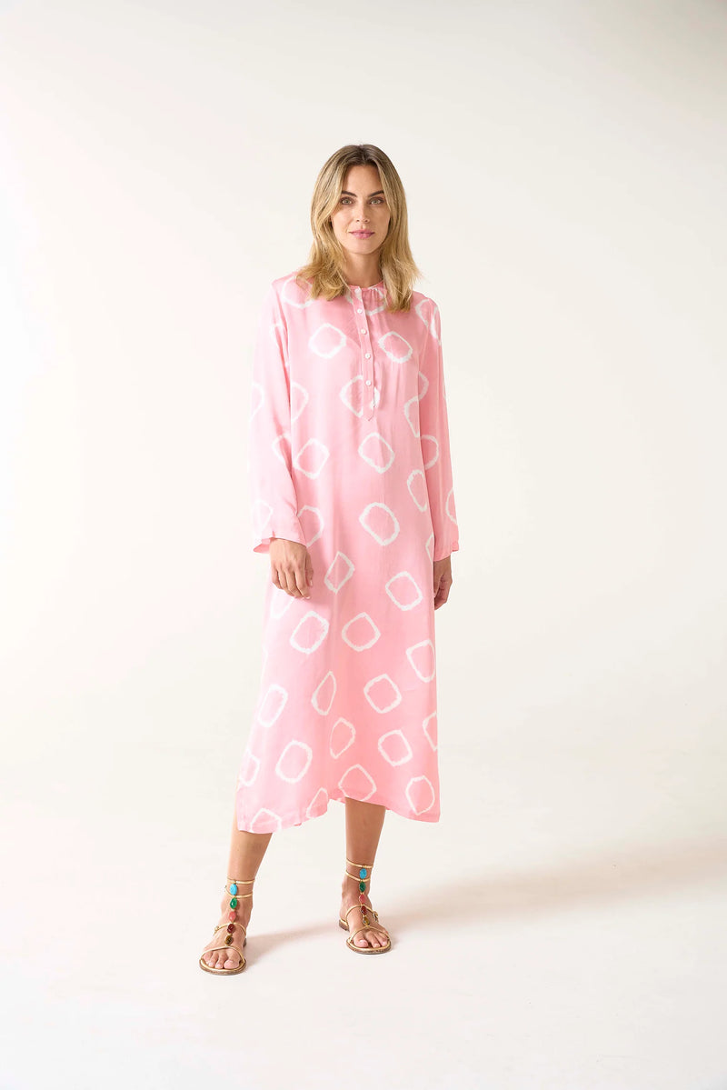 LLEW MAXI DRESS in Flamingo Cupro Pink from Oneseason