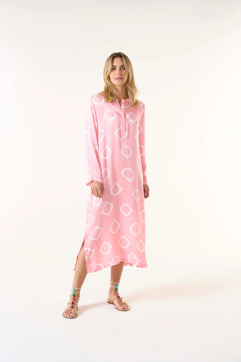 LLEW MAXI DRESS in Flamingo Cupro Pink from Oneseason