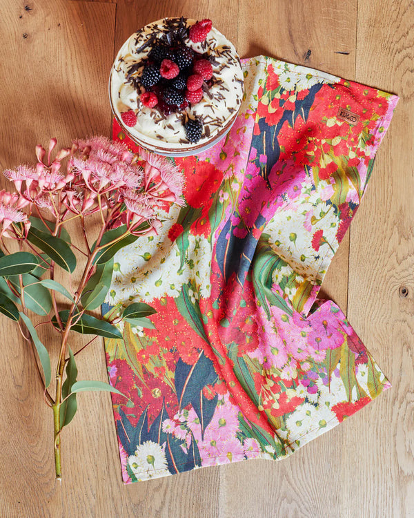 Tea Towel in Australian Bush Blossom by Kip & Co
