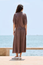 COTTON BATISTE BLOUSE WITH LACE in Mokka by Sita Murt