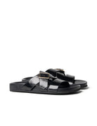 BUCKLE STRAP SLIDE in Black by La Tribe