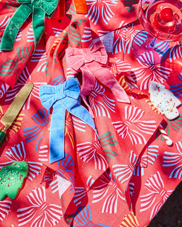 BOWS OF JOY VELVET NAPKIN HOLDER | 4P SET