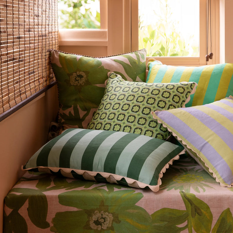 BOLD STRIPE VERDE CUSHION 60x40cm from Bonnie and Neil