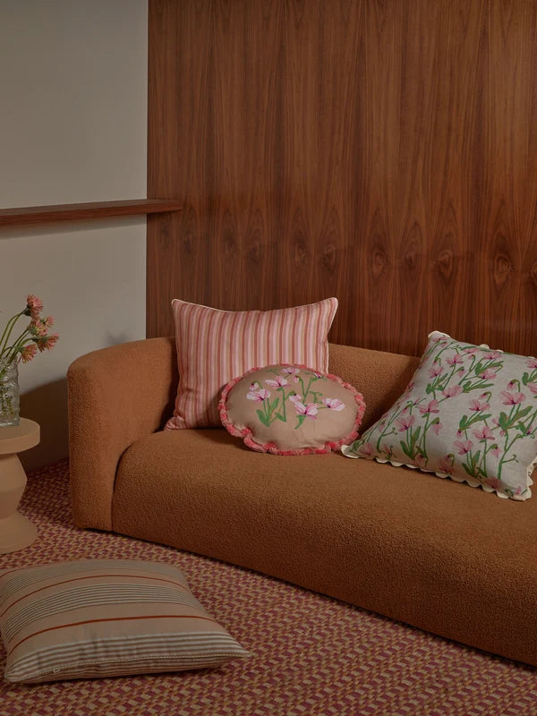 SWEET PEA BUFF ROUND CUSHION in 45cm from Bonnie and Neil