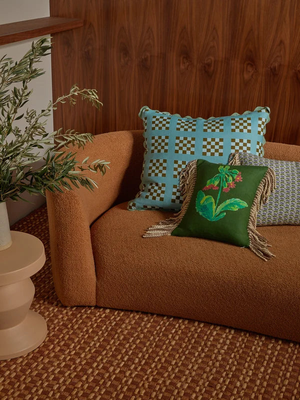LATTICE BLUE CUSHION in 60cm from Bonnie and Neil