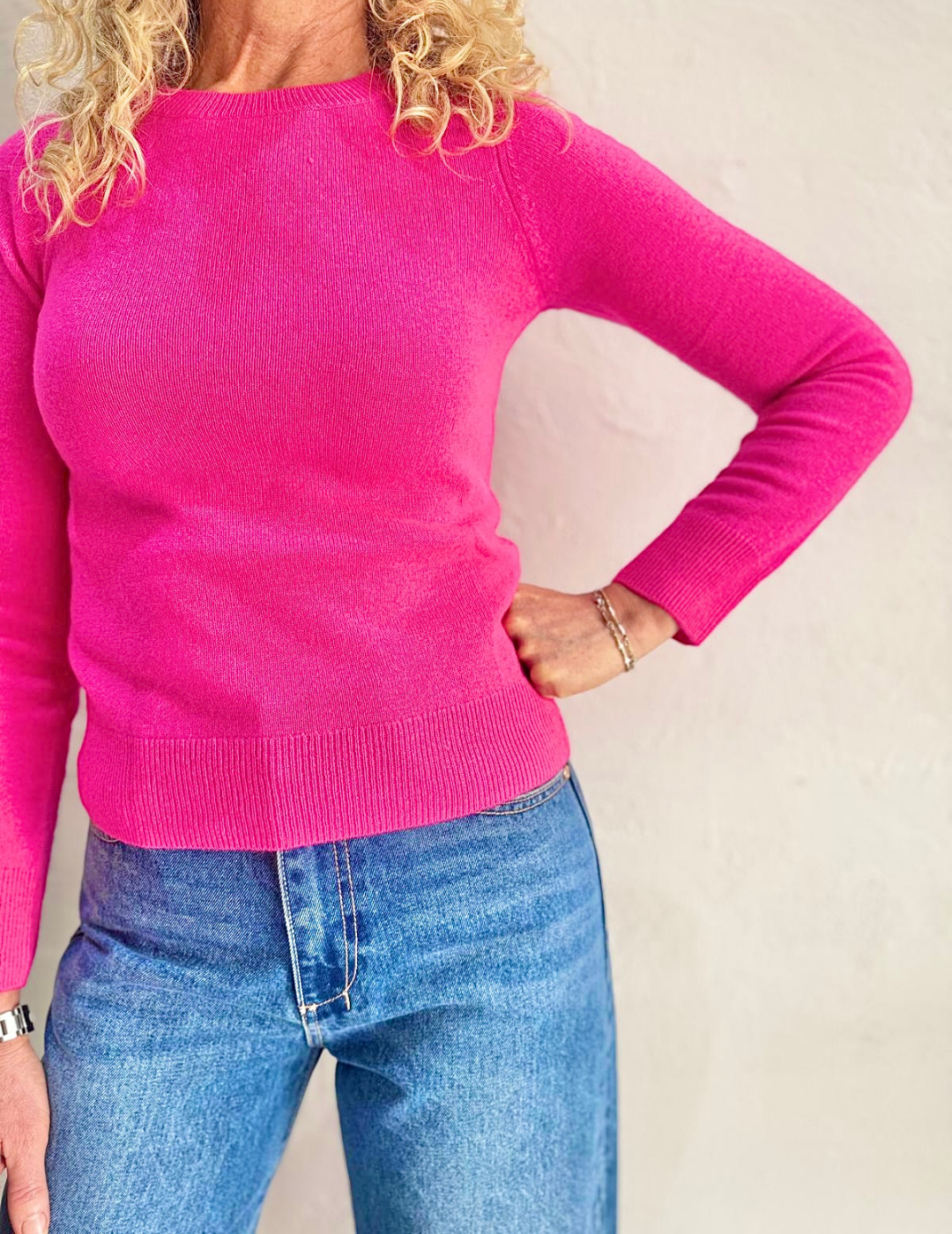 CATELINA CASHMERE KNIT TOP in Fuchsia by Absolut Cashmere