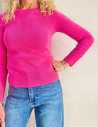 CATELINA CASHMERE KNIT TOP in Fuchsia by Absolut Cashmere