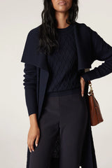 Cable Melbourne MERINO LONG WRAP CARDIGAN Ink Navy 