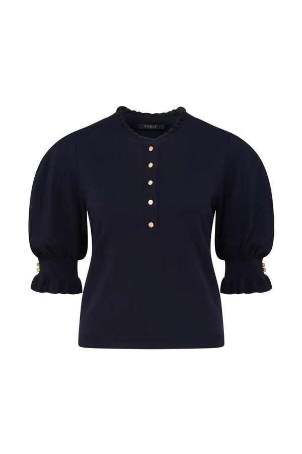 POINTELLE FRILL TOP in Navy from Cable Melbourne