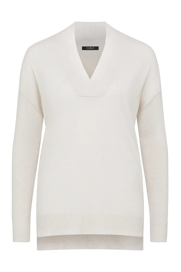 SARA MERINO JUMPER in Antique White from Cable Melbourn