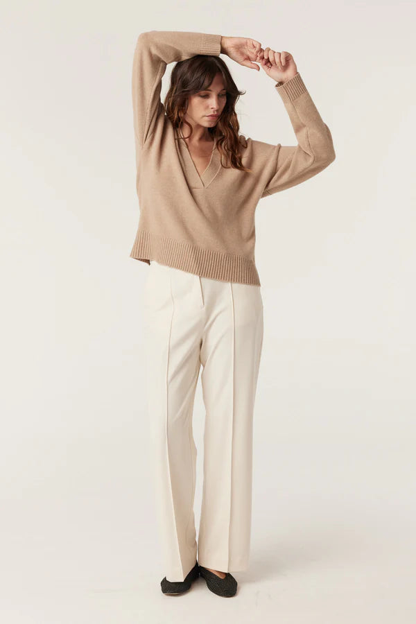 CASHWOOL V NECK JUMPER in Camel from Cable Melbourne