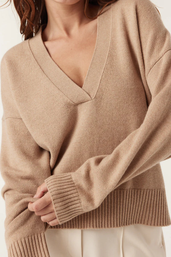 CASHWOOL V NECK JUMPER in Camel from Cable Melbourne