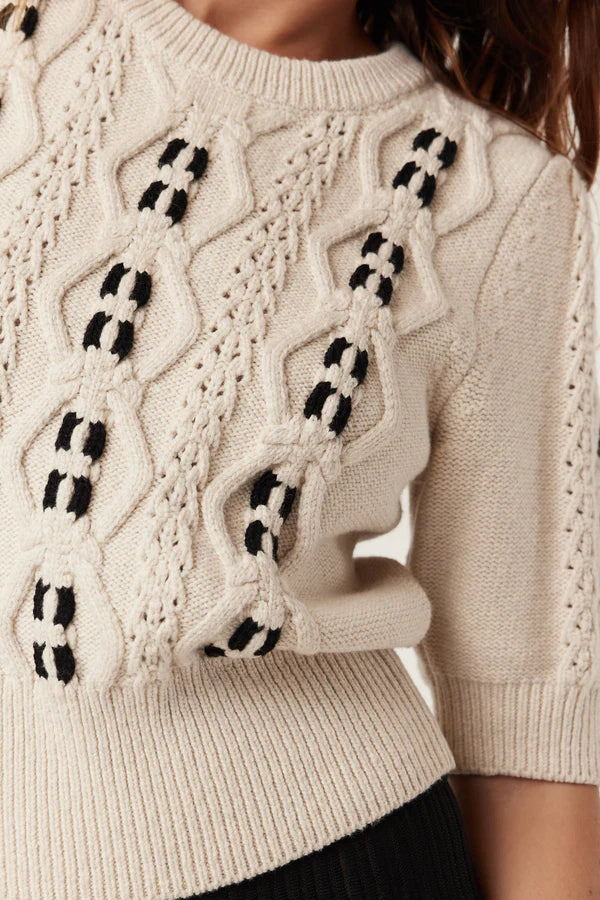 TAVI KNIT TOP in Oat from Cable Melbourne