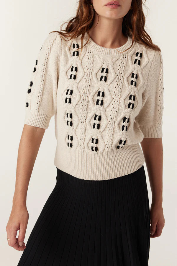 TAVI KNIT TOP in Oat from Cable Melbourne