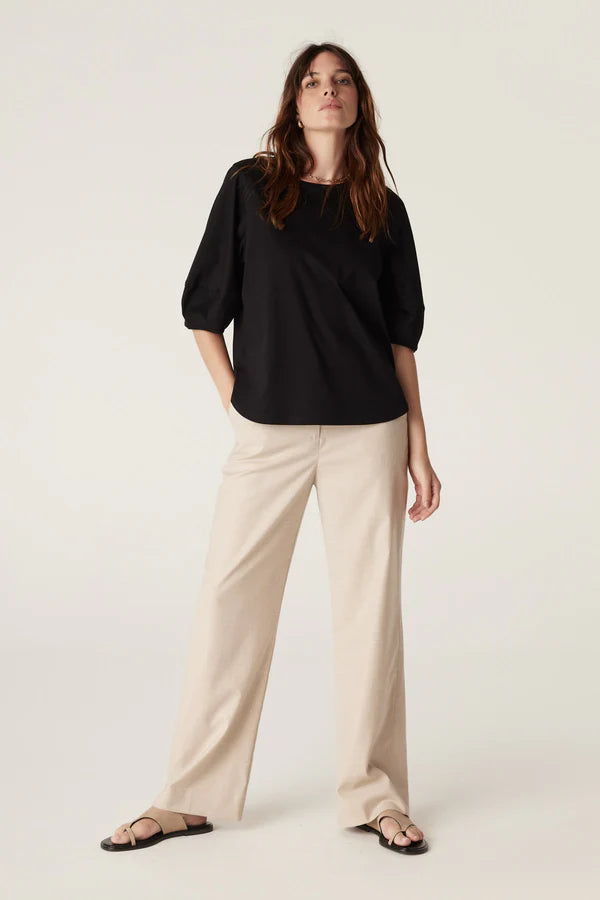 PIMA LANTERN SLEEVE TOP in Black from Cable Melbourne