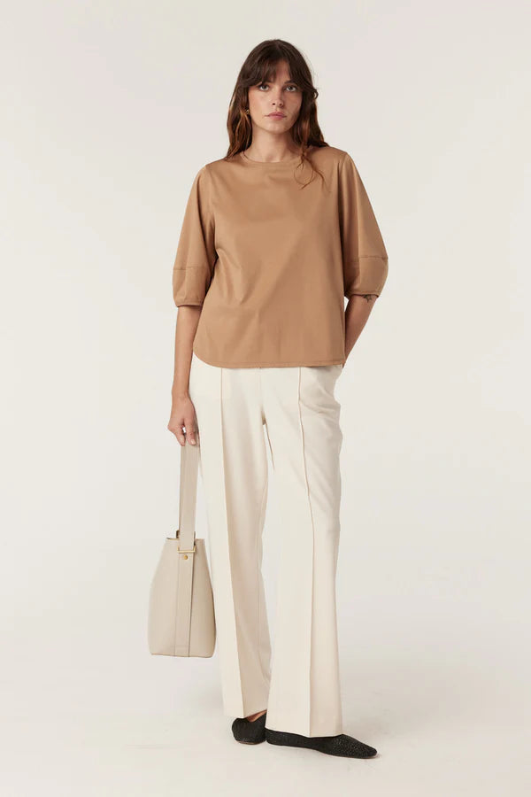 PIMA LANTERN SLEEVE TOP in Camel from Cable Melbourne