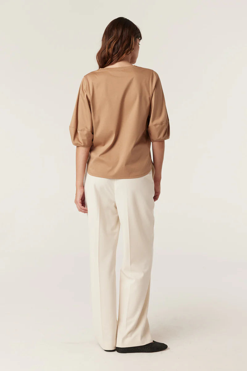 PIMA LANTERN SLEEVE TOP in Camel from Cable Melbourne