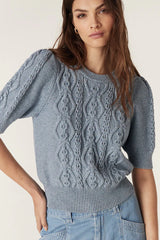 TAVI KNIT TOP in Dusty Blue from Cable Melbourne