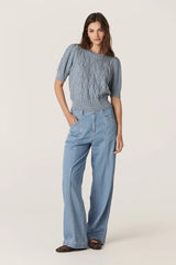 TAVI KNIT TOP in Dusty Blue from Cable Melbourne