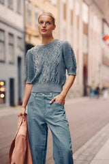 TAVI KNIT TOP in Dusty Blue from Cable Melbourne